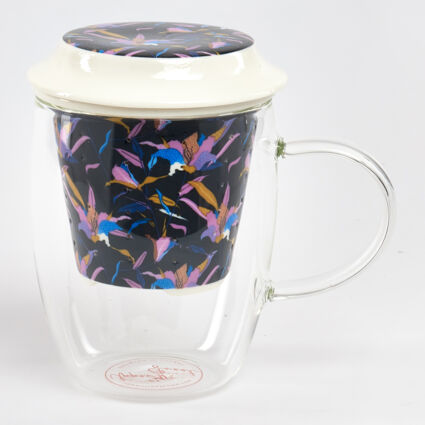 Clear Glass Abstract Leaf Infuser Mug 400ml - Image 1 - please select to enlarge image