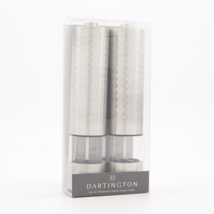 Two Pack Silver Hammered Salt & Pepper Mills  - Image 1 - please select to enlarge image