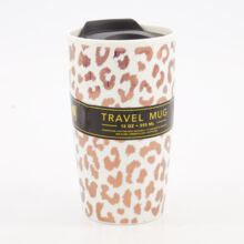 White Cheetah Reusable Ceramic Travel Mug 355ml