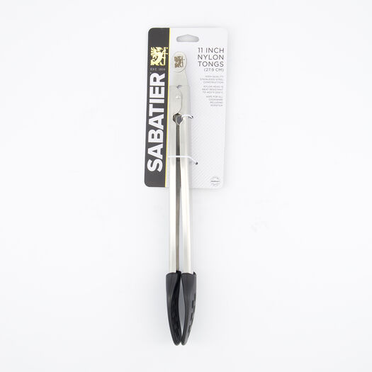 Black Stainless Steel & Nylon Tongs 28x4cm - Image 1 - please select to enlarge image