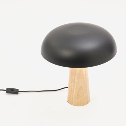 Black Wood & Metal Table Lamp 40.5x35cm - Image 1 - please select to enlarge image