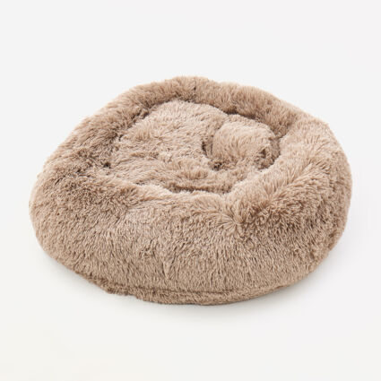 Beige Faux Fur Pet Bed 79x79cm - Image 1 - please select to enlarge image