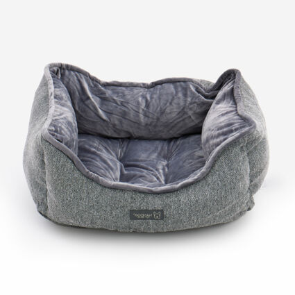 Grey Plush Canvas Pet Bed 63x53cm - Image 1 - please select to enlarge image