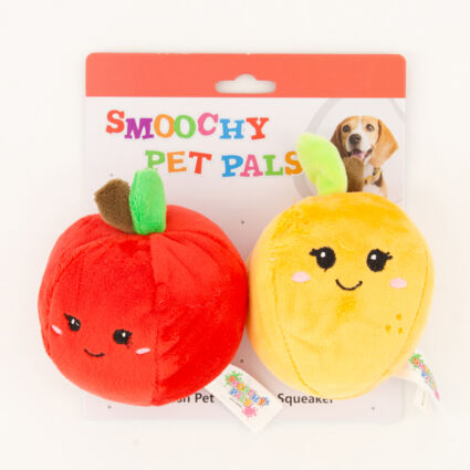 Two Pack Red & Orange Plush Dog Toys - Image 1 - please select to enlarge image