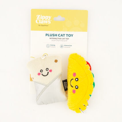 Two Pack Multicoloured Taco & Burrito Cat Toys  - Image 1 - please select to enlarge image