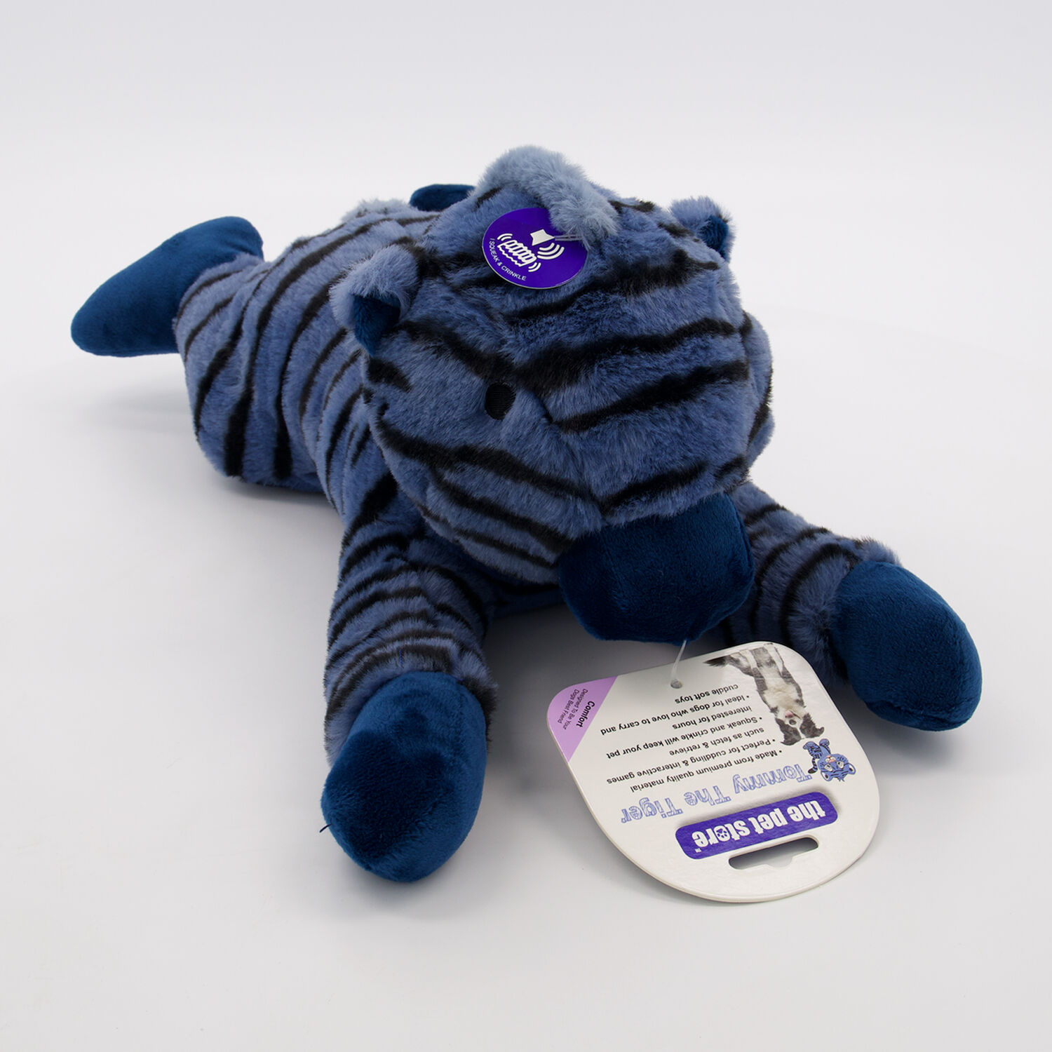 Blue Tommy the Tiger Plush Dog Toy 19x26cm - TK Maxx UK