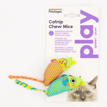 Two Pack Multicoloured Catnip Chew Mice  - Image 1 - please select to enlarge image
