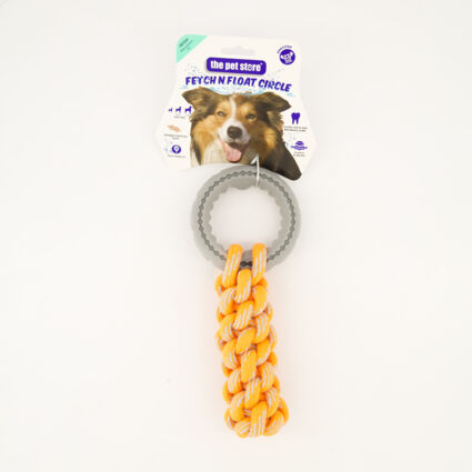 Grey & Orange Fetch N Float Circle Dog Toy 26x11cm - Image 1 - please select to enlarge image