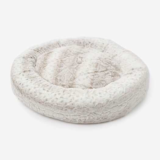 Grey Faux Fur Round Dog Bed 81x81cm - Image 1 - please select to enlarge image