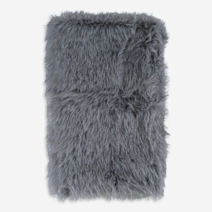 Grey Metalic Faux Fur Throw 127x152cm  - Image 1 - please select to enlarge image