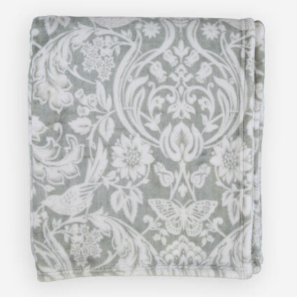 Grey & White Patterned Throw 152x178cm - Image 1 - please select to enlarge image