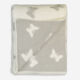 Grey & White Fleece Butterfly Throw 178x127cm - Image 2 - please select to enlarge image