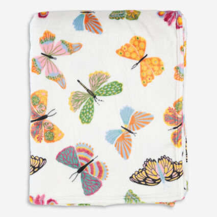 White Butterfly Motif Throw 152x178cm - Image 1 - please select to enlarge image