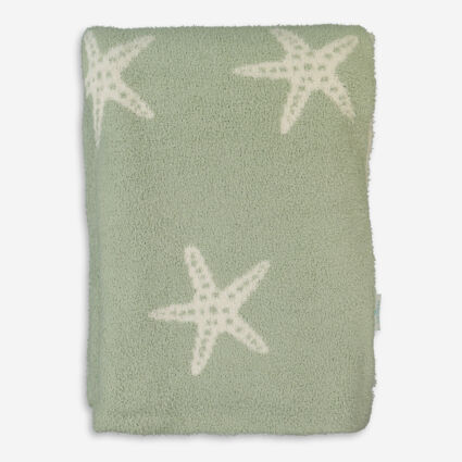 Green Starfish Plush Throw 178x127cm - Image 1 - please select to enlarge image