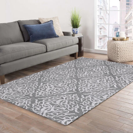 Grey Wool Hand Tufted Rug 213x152cm - Image 1 - please select to enlarge image