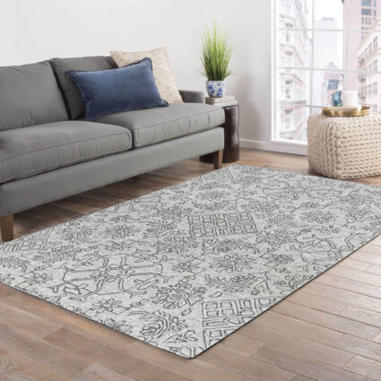 Beige Hand Tufted Wool Patterned Rug 213x152cm - Image 1 - please select to enlarge image