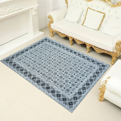 Grey Wool Faben Patterned Rug 122x183cm - Image 1 - please select to enlarge image