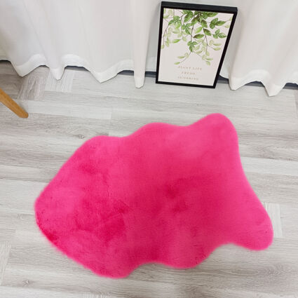 Hot Pink Faux Fur Rug 90x60cm - Image 1 - please select to enlarge image