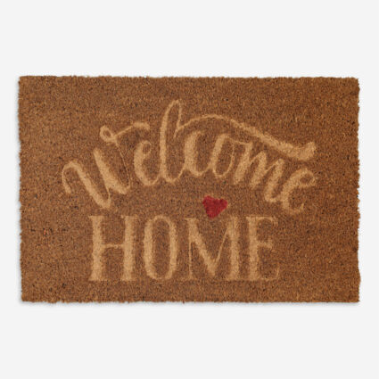 Brown Welcome Home Door Mat 60x40cm - Image 1 - please select to enlarge image