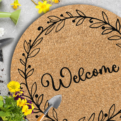 Brown Round Welcome Mat 60x60cm - Image 1 - please select to enlarge image
