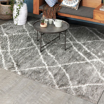 White & Grey Nordic Patterned Rug - Image 1 - please select to enlarge image