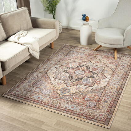 Anthracite & Rose Alia Rug 230x160cm - Image 1 - please select to enlarge image