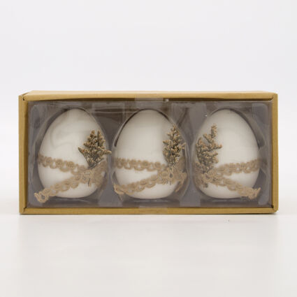 Three Pack White Egg Decorations  - Image 1 - please select to enlarge image
