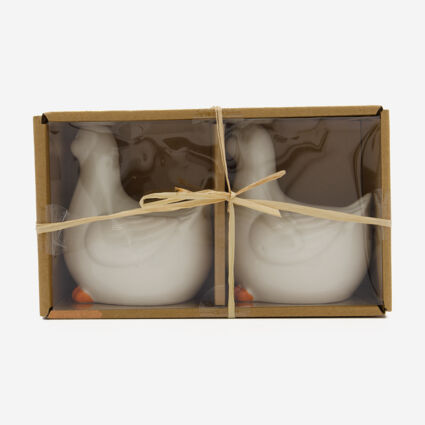 Two Pack White Ceramic Ducks 12x13cm  - Image 1 - please select to enlarge image