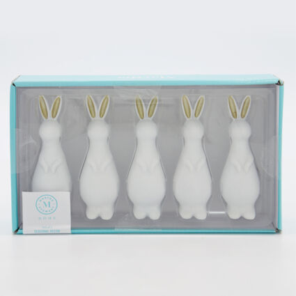 Five Pack White Standing Bunny Decorations - Image 1 - please select to enlarge image