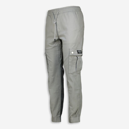 Grey Drawstring Cargo Cuffed Joggers - Image 1 - please select to enlarge image