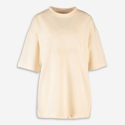 Yellow Embossed Typography T Shirt    - Image 1 - please select to enlarge image